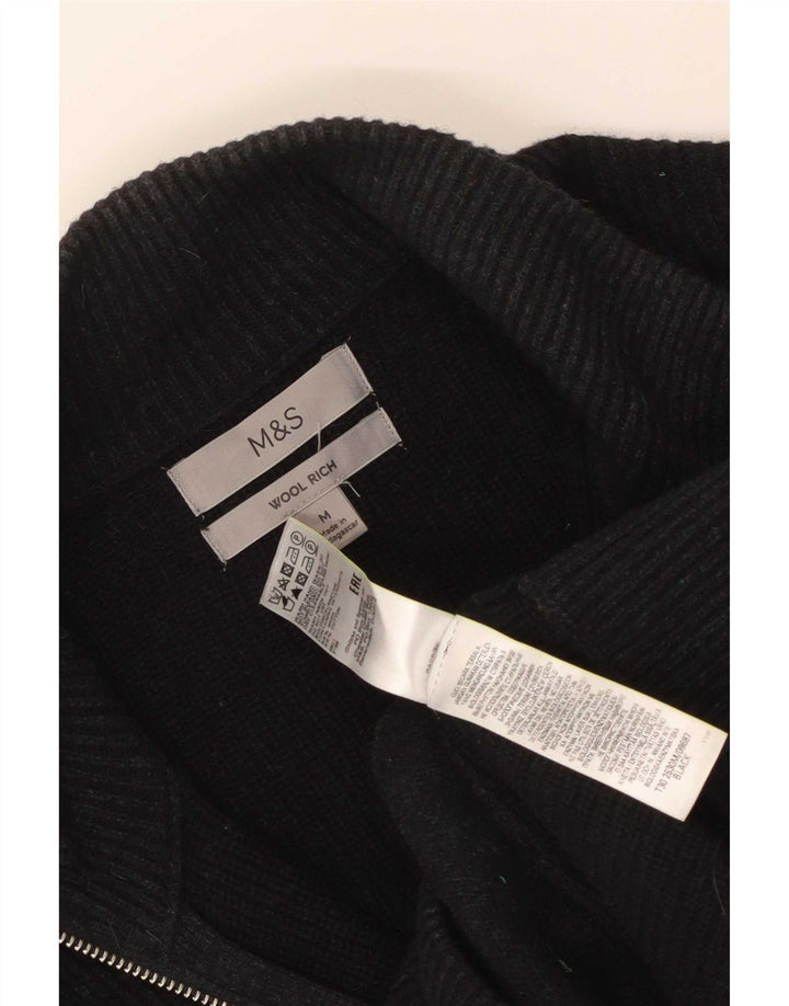 Marks & Spencer Mens Cardigan Sweater Medium Black Wool