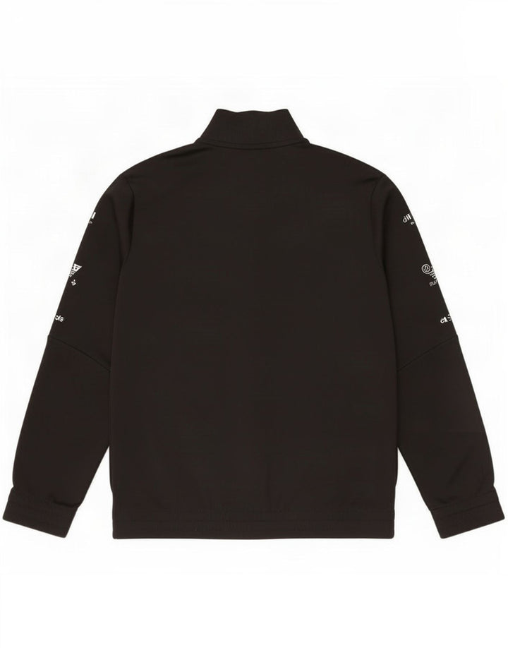 Adidas Boys Tracksuit Top Jacket 9-10 Years Black Striped Polyester