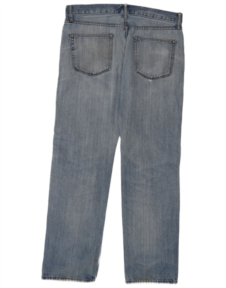 Marks & Spencer Mens Distressed Regular Straight Jeans W36 L31 Blue Cotton