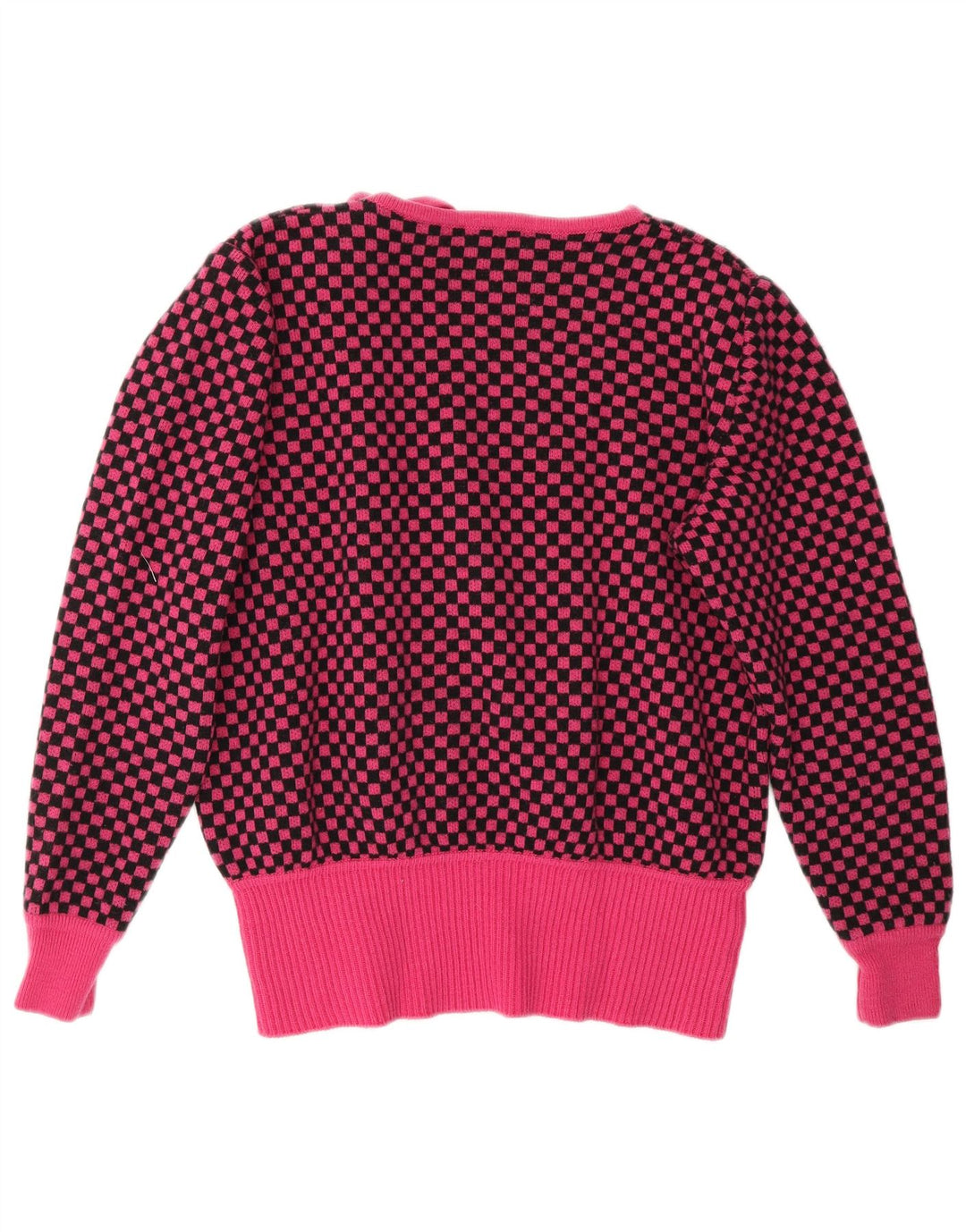 Valentino Womens Boat Neck Jumper Sweater IT 46 Large Pink Gingham Wool