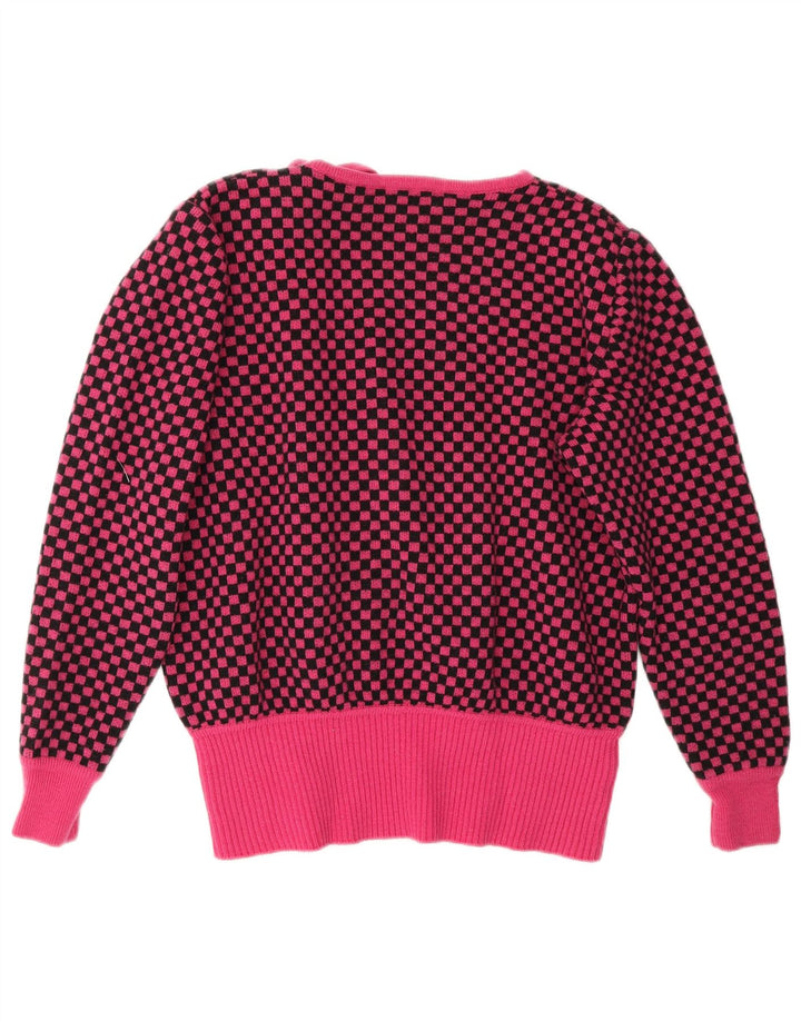 Valentino Womens Boat Neck Jumper Sweater IT 46 Large Pink Gingham Wool