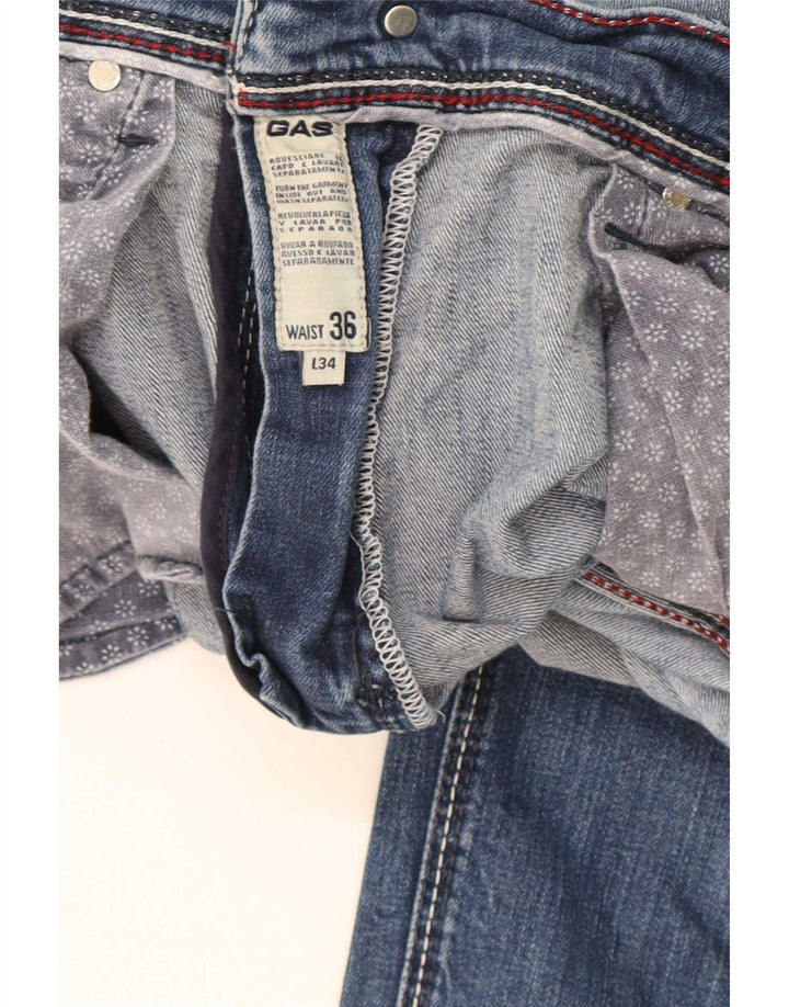 Gas Mens Slim Jeans W36 L34 Blue Cotton