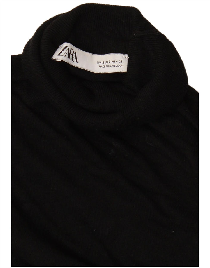Zara Womens Roll Neck Jumper Sweater UK 10 Small Black