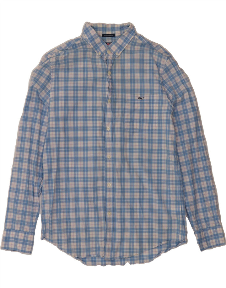 VINEYARD VINES Mens Slim Fit Shirt Medium Blue Check Cotton Vintage Vineyard Vines and Second-Hand Vineyard Vines from Messina Hembry 