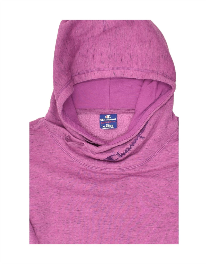 CHAMPION Womens Authentic Graphic Hoodie Jumper UK 18 XL Pink Flecked | Vintage Champion | Thrift | Second-Hand Champion | Used Clothing | Messina Hembry 