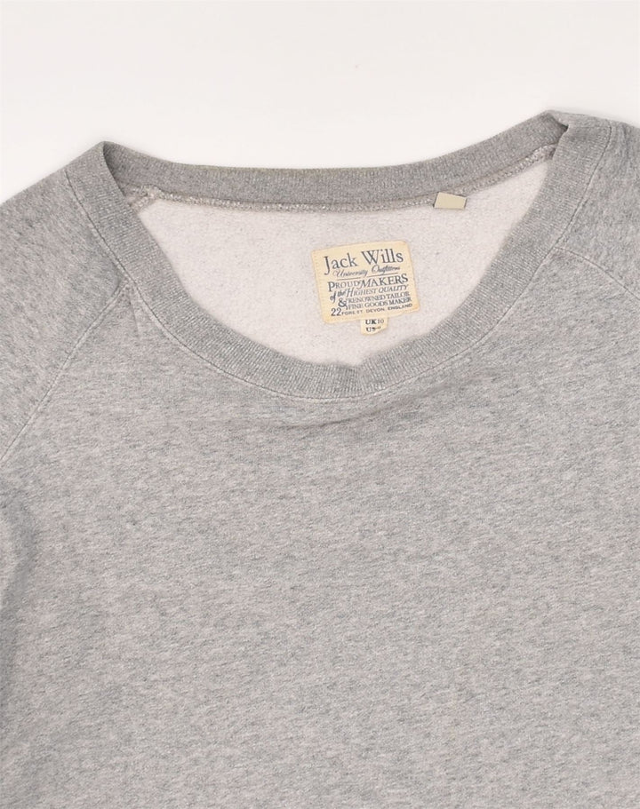 JACK WILLS Womens Graphic T-Shirt Top UK 10 Small Grey Cotton | Vintage Jack Wills | Thrift | Second-Hand Jack Wills | Used Clothing | Messina Hembry 