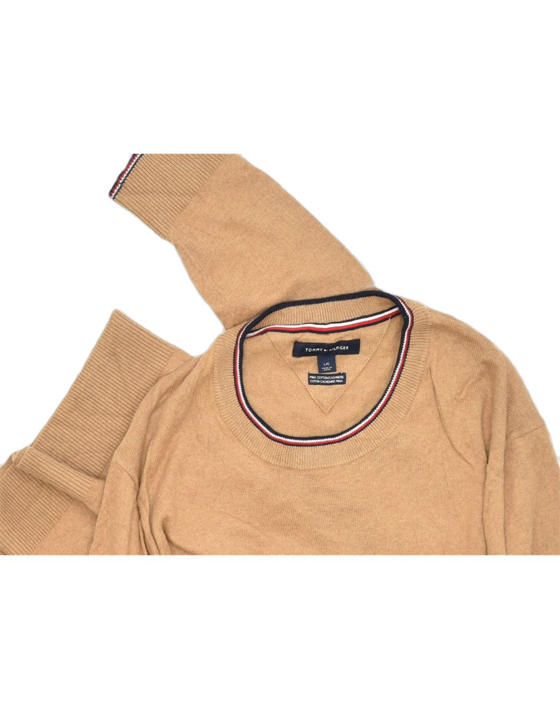 TOMMY HILFIGER Mens Crew Neck Jumper Sweater Large Brown Cotton | Vintage | Thrift | Second-Hand | Used Clothing | Messina Hembry 
