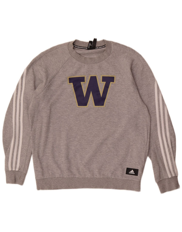 Adidas Mens Washington Huskies Graphic Sweatshirt Jumper Large Grey Cotton