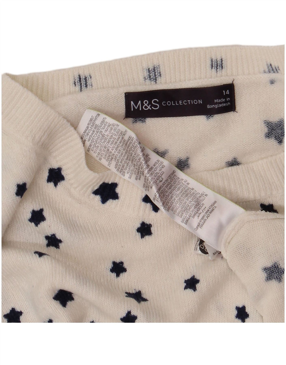 Marks & Spencer Womens Boat Neck Jumper Sweater UK 14 Large White