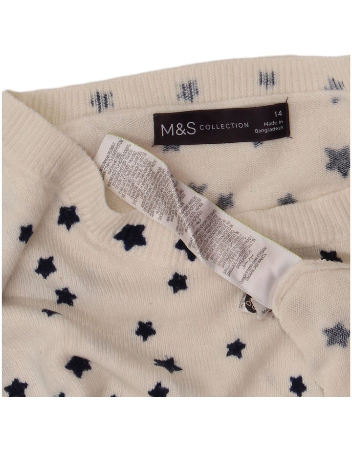 Marks & Spencer Womens Boat Neck Jumper Sweater UK 14 Large White
