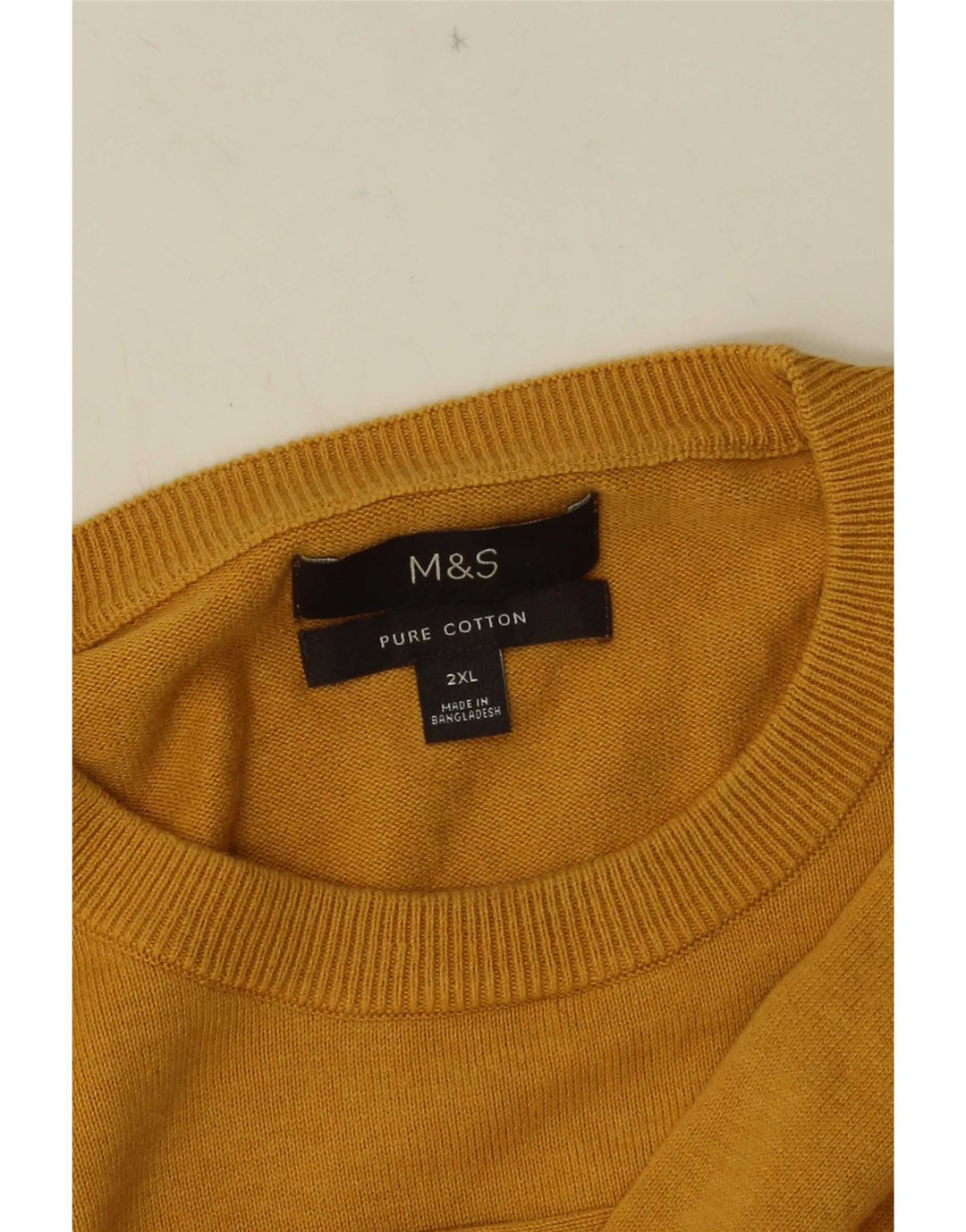 Marks & Spencer Mens Crew Neck Jumper Sweater 2XL Yellow