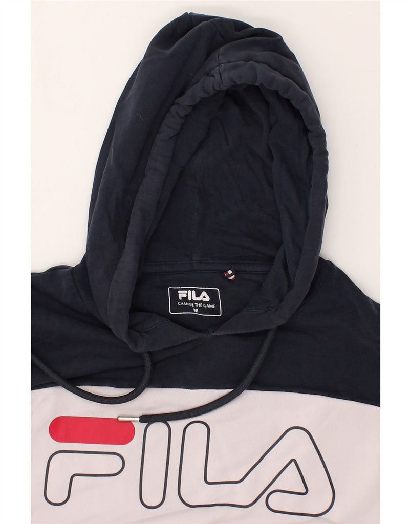 FILA Mens Graphic Hoodie Jumper Medium Multicoloured Colourblock Cotton | Vintage Fila | Thrift | Second-Hand Fila | Used Clothing | Messina Hembry 