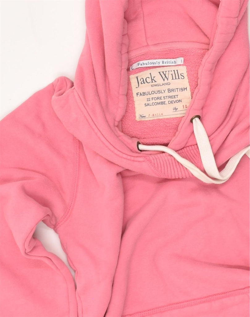 JACK WILLS Womens Graphic Hoodie Jumper UK 10 Small Pink Cotton | Vintage Jack Wills | Thrift | Second-Hand Jack Wills | Used Clothing | Messina Hembry 