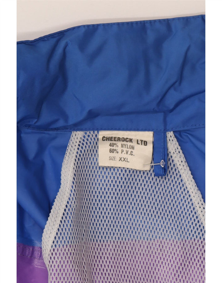 Vintage Mens Hooded Rain Jacket UK 44 2XL Multicoloured Colourblock Nylon