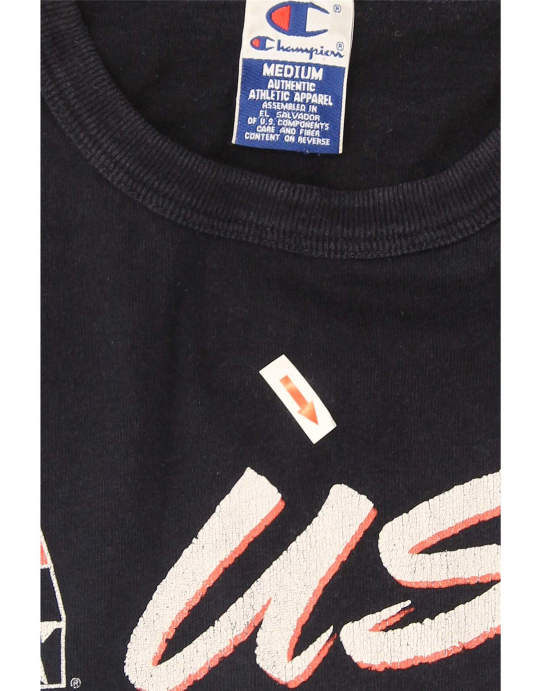 Champion Mens Graphic T-Shirt Top Medium Navy Blue Cotton