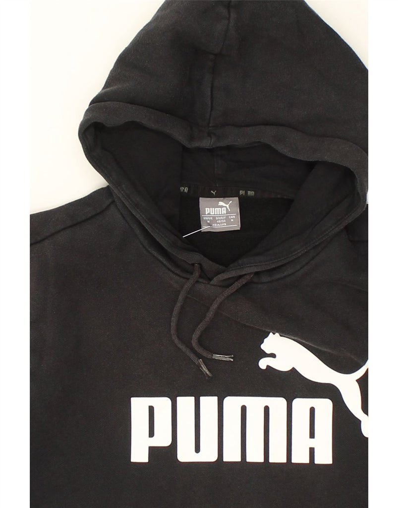 PUMA Mens Graphic Hoodie Jumper Medium Black Cotton | Vintage Puma | Thrift | Second-Hand Puma | Used Clothing | Messina Hembry 