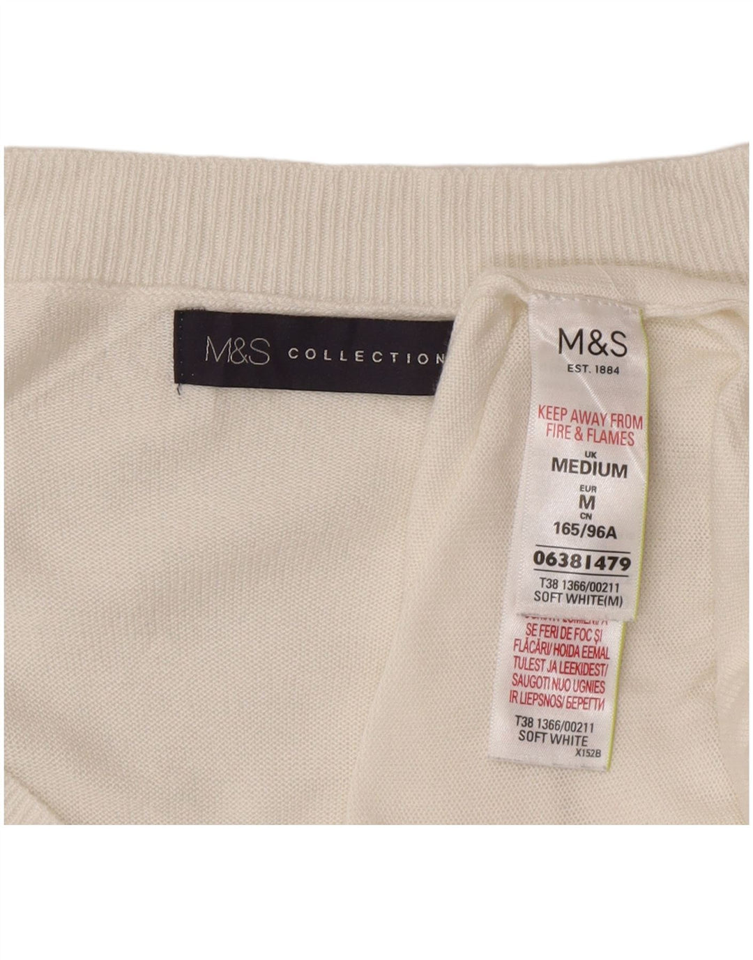 Marks & Spencer Womens V-Neck Jumper Sweater UK 14 Medium White Floral