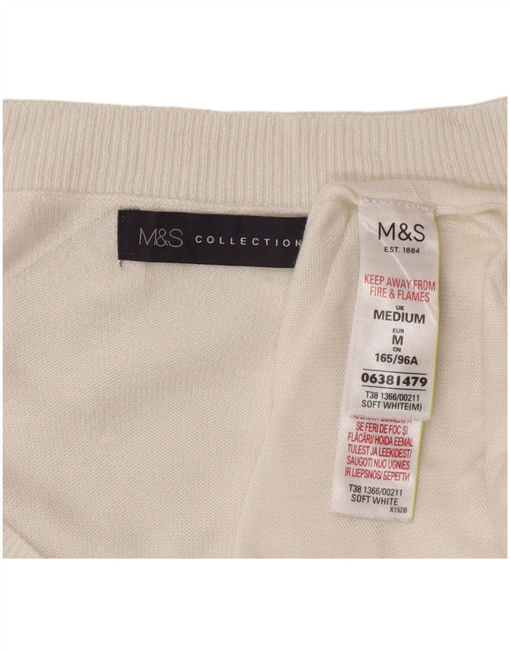 Marks & Spencer Womens V-Neck Jumper Sweater UK 14 Medium White Floral