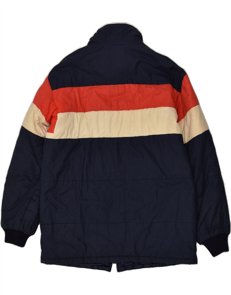 VINTAGE Mens Padded Jacket UK 40 Large Navy Blue Colourblock Polyester | Vintage Vintage | Thrift | Second-Hand Vintage | Used Clothing | Messina Hembry 