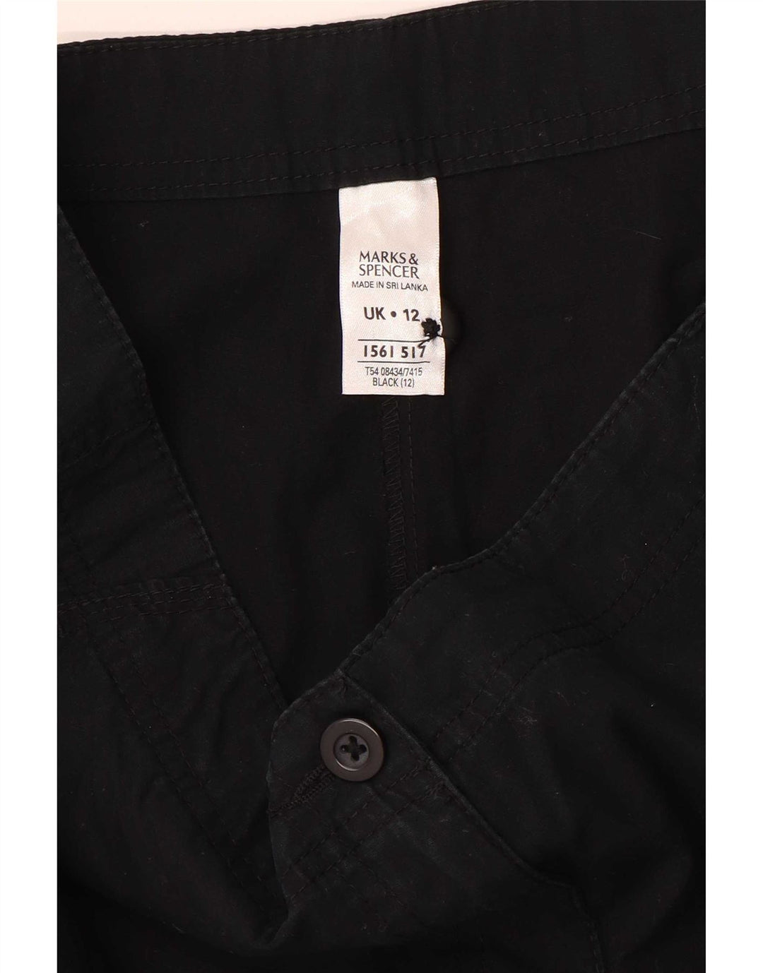 Marks & Spencer Womens Casual Shorts UK 12 Medium W30 Black Cotton