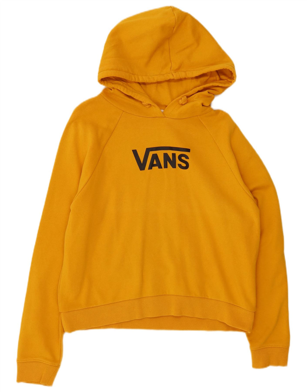 VANS Womens Loose Fit Graphic Hoodie Jumper UK 14 Medium Yellow Cotton