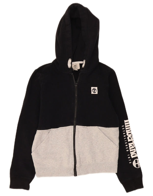 Timberland Boys Graphic Zip Hoodie Sweater 11-12 Years XS Black Colourblock