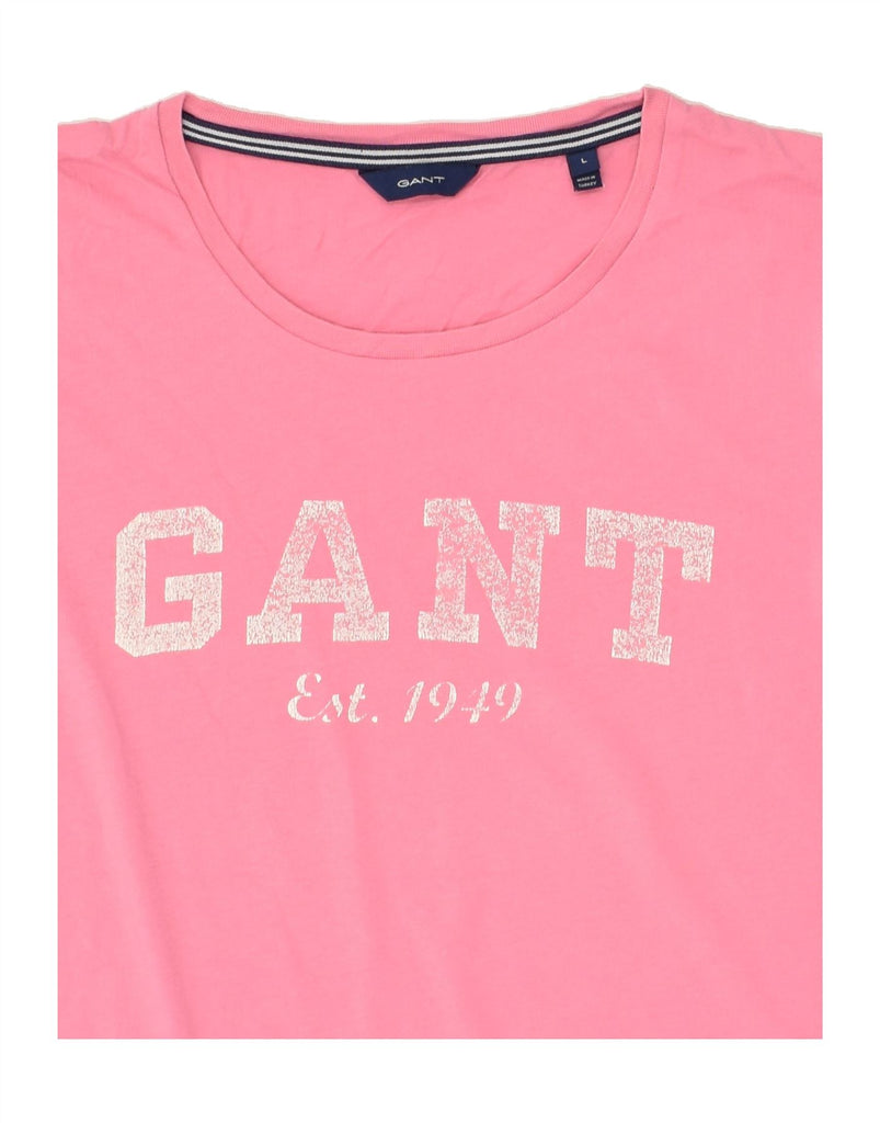GANT Womens Graphic T-Shirt Top UK 16 Large Pink Cotton | Vintage Gant | Thrift | Second-Hand Gant | Used Clothing | Messina Hembry 