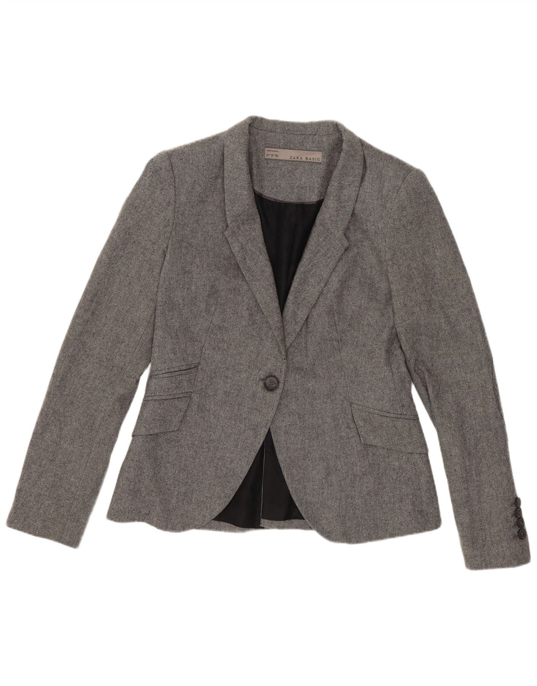 Zara Womens 1 Button Blazer Jacket UK 12 Medium Grey Viscose