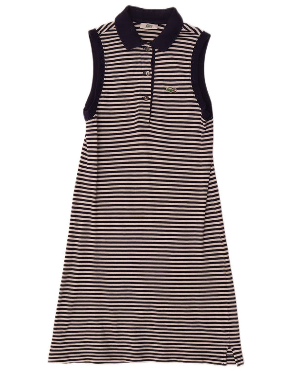 Lacoste Girls Sleeveless Polo Dress 11-12 Years Navy Blue Striped
