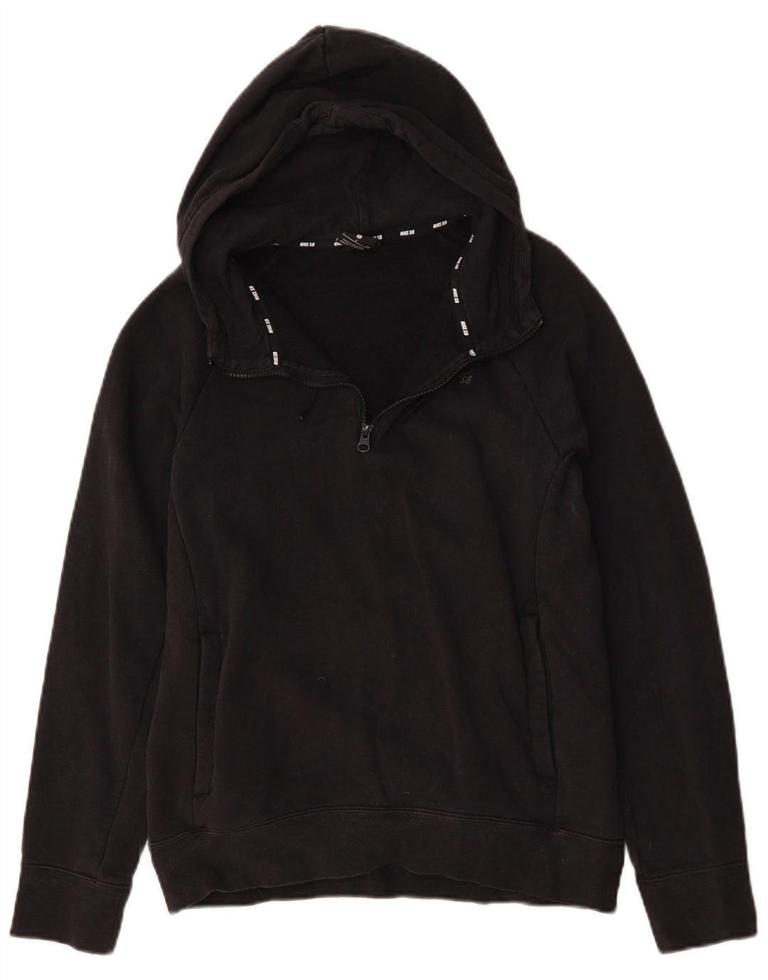 Nike Mens Zip Neck Hoodie Jumper Small Black Cotton