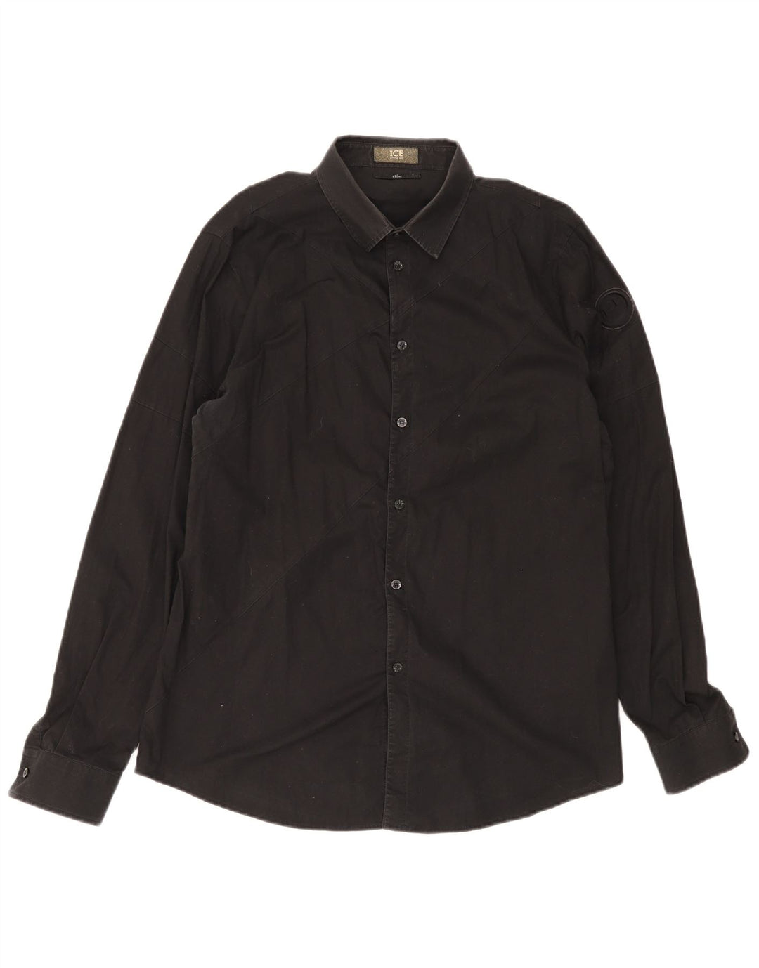 Iceberg Mens Slim Fit Shirt XL Black Cotton