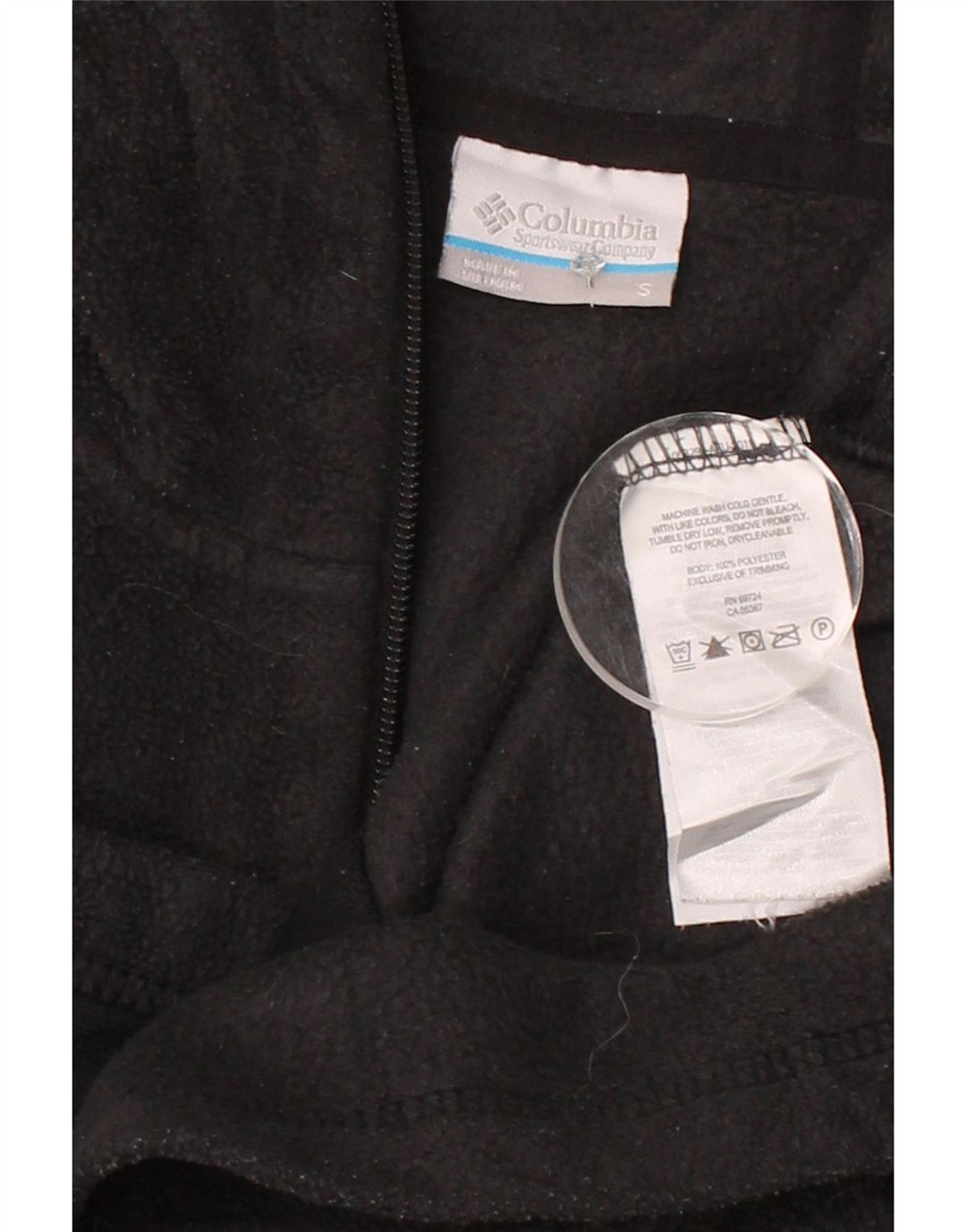 COLUMBIA Womens Hooded Fleece Jacket UK 10 Small Black Polyester Vintage Columbia and Second-Hand Columbia from Messina Hembry 