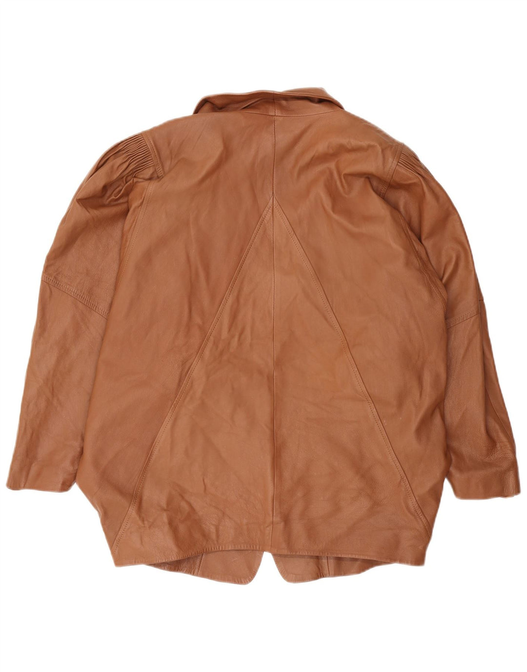 Vintage Womens 1 Button Leather Blazer Jacket UK 16 Large Brown