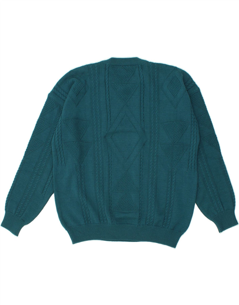 NAVIGARE Womens Crew Neck Jumper Sweater UK 14 Medium Turquoise Wool | Vintage Navigare | Thrift | Second-Hand Navigare | Used Clothing | Messina Hembry 