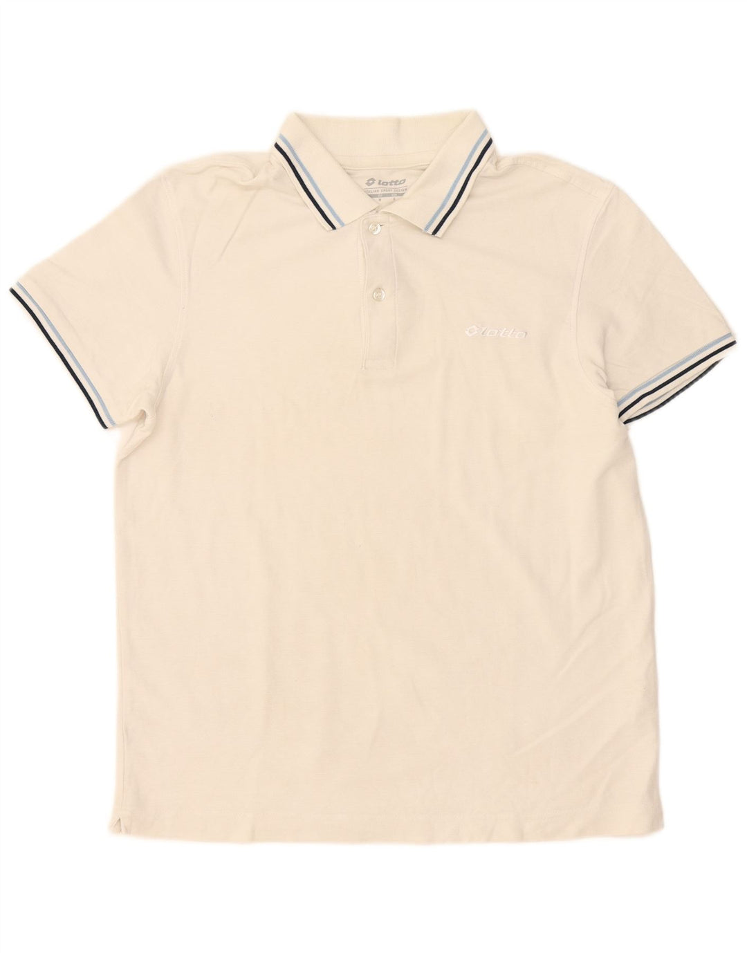 Lotto Mens Polo Shirt Small White Striped Cotton