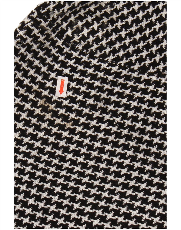 CHAPS Womens 3 Button Knit Blazer Jacket UK 12 Medium Black Houndstooth