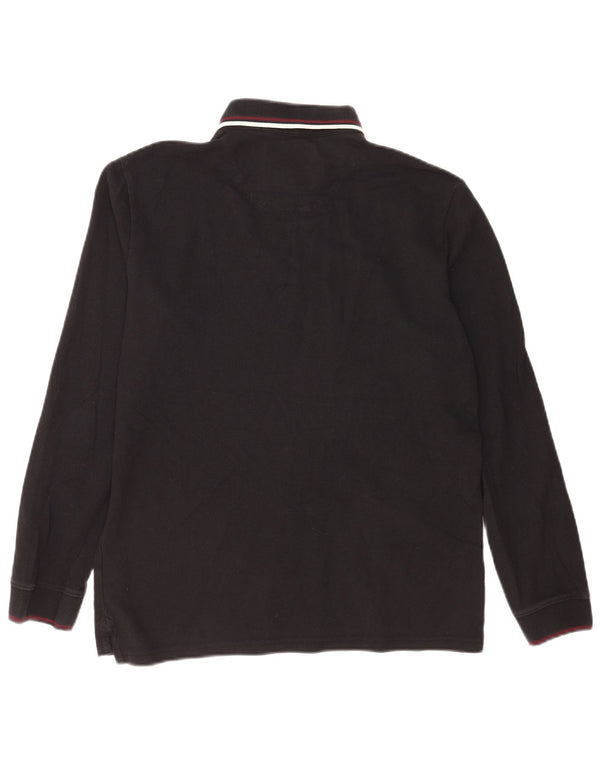 Jack Wills Mens Long Sleeve Classic Fit Polo Shirt Medium Black Cotton