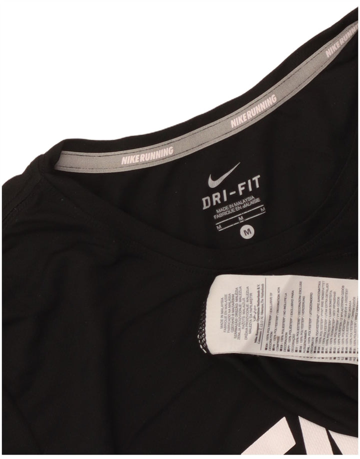 Nike Womens Dri Fit Graphic T-Shirt Top UK 12 Medium Black Polyester