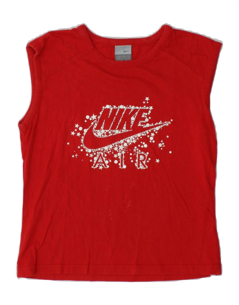 NIKE Womens Graphic Vest Top UK 10/12 Medium Red Cotton Vintage Nike and Second-Hand Nike from Messina Hembry 