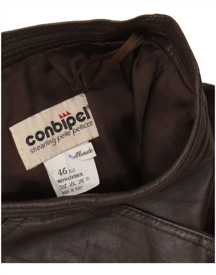 Conbipel Womens Leather Skirt IT 46 Large W30  Brown Leather