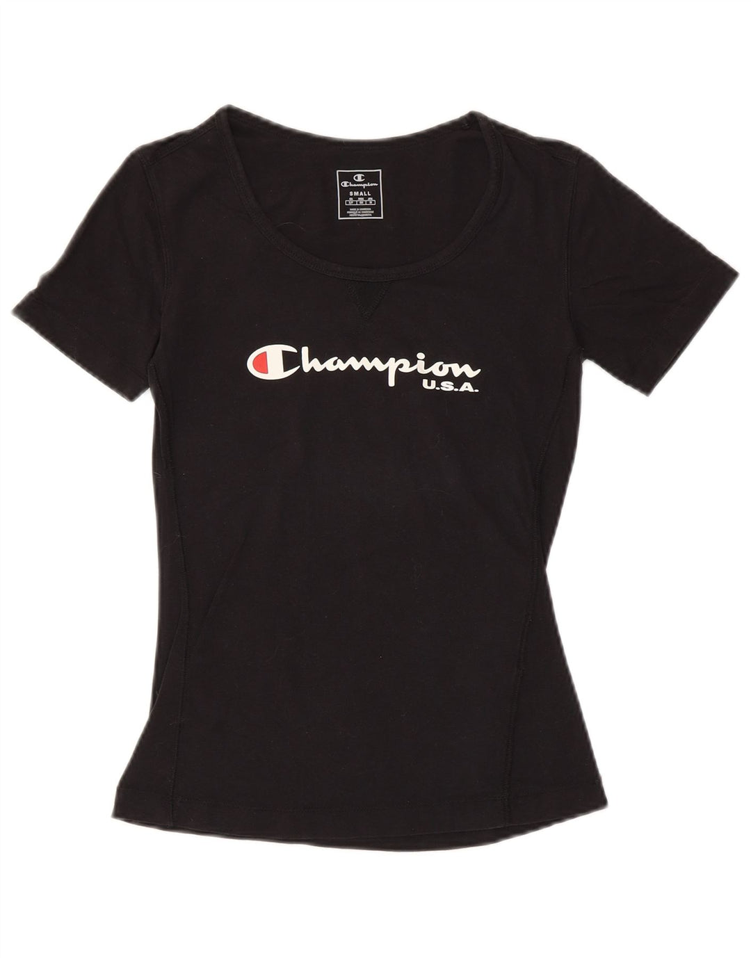 CHAMPION Womens Graphic T-Shirt Top UK 10 Small Black