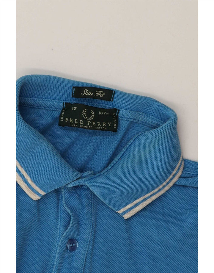 Fred Perry Mens Slim Fit Polo Shirt Small Blue Cotton