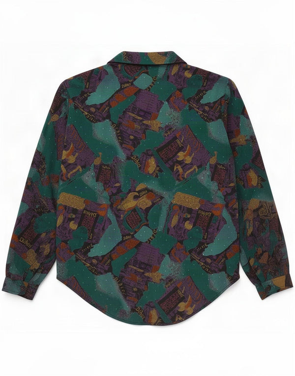 Vintage Womens Abstract Pattern Shirt Blouse UK 14 Large Multicoloured