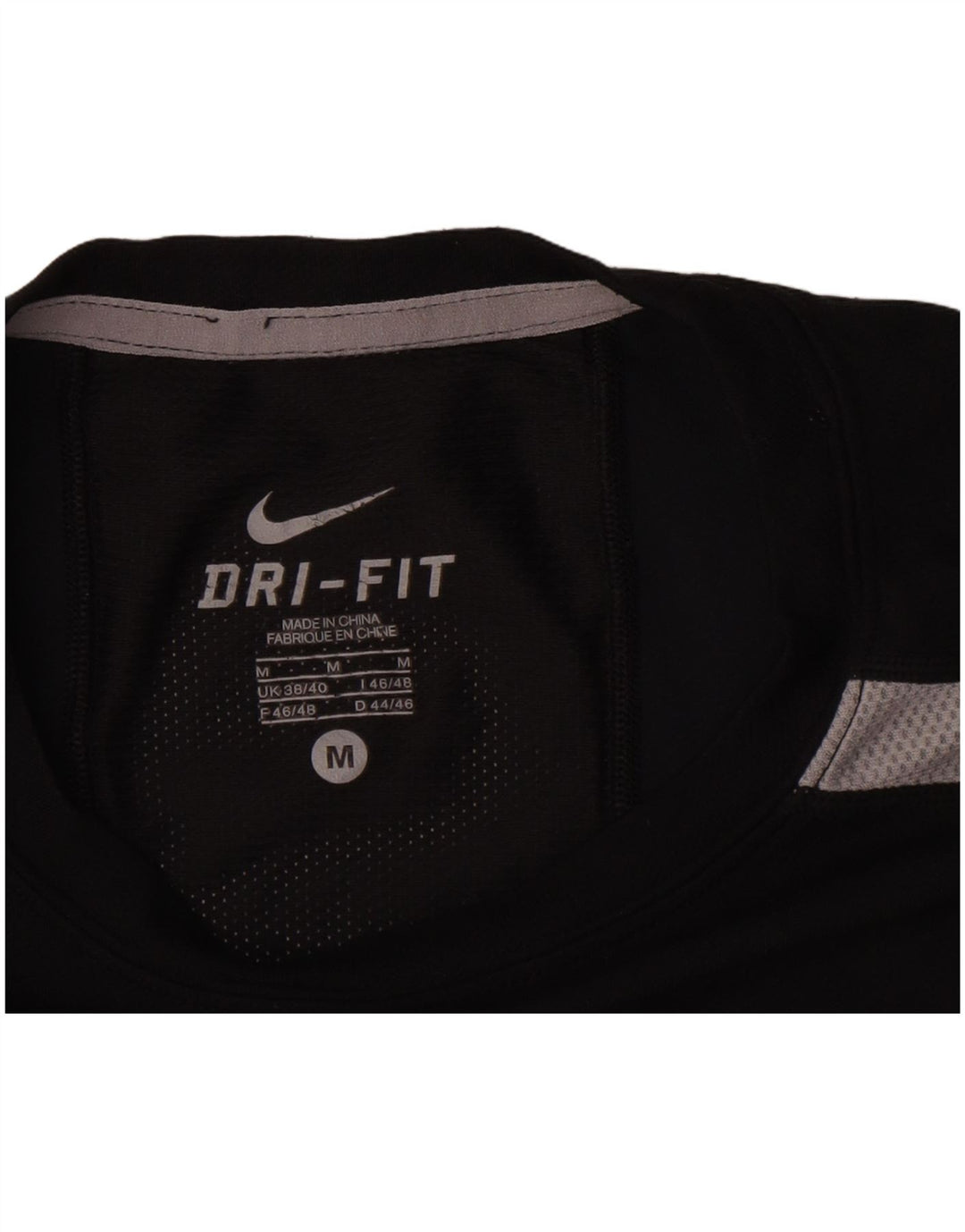 Nike Mens Dri Fit T-Shirt Top UK 38/40 Medium Black Colourblock Polyester