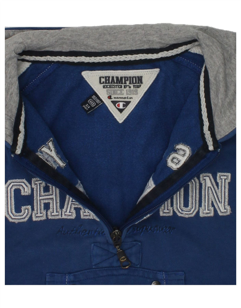 CHAMPION Boys Graphic Zip Hoodie Sweater 3-4 Years 2XS Navy Blue Cotton | Vintage Champion | Thrift | Second-Hand Champion | Used Clothing | Messina Hembry 