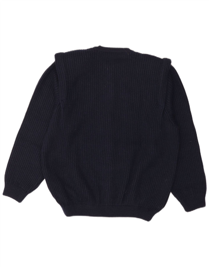 Vintage Mens Cardigan Sweater Large Navy Blue Wool