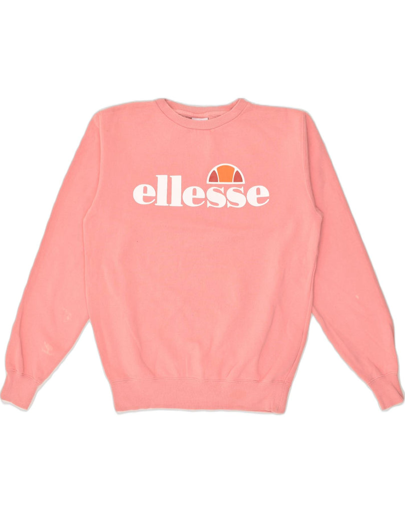 ELLESSE Womens Graphic Sweatshirt Jumper UK 10 Small Pink Cotton | Vintage Ellesse | Thrift | Second-Hand Ellesse | Used Clothing | Messina Hembry 