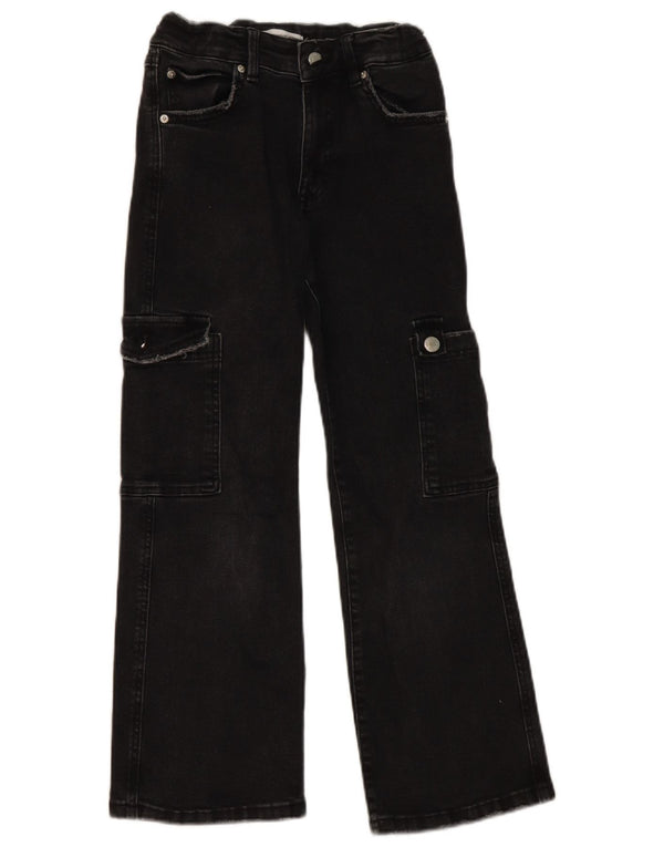 Zara Boys Cargo Wide Leg Jeans 9-10 Years W26 L24 Black Cotton