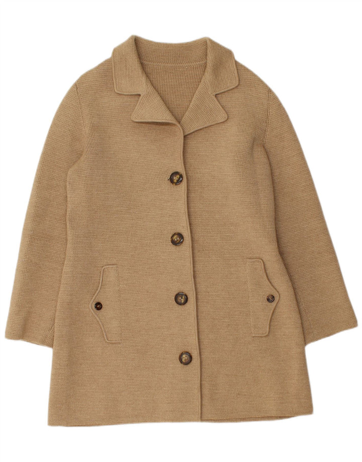 Vintage Womens Knit Coat UK 12 Medium Beige
