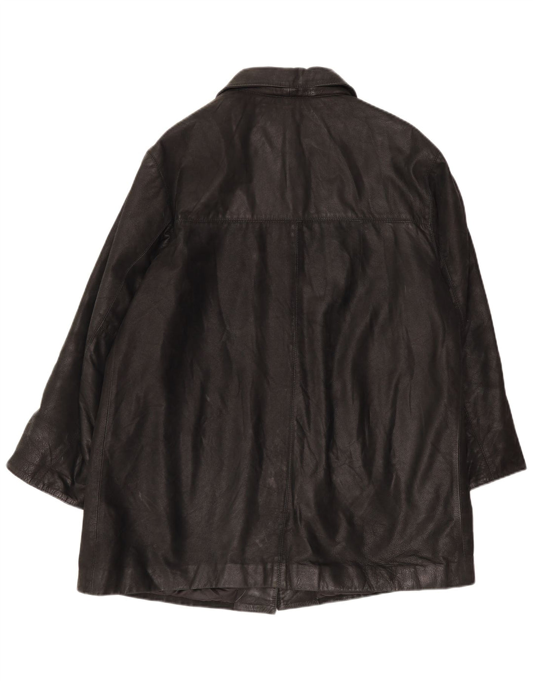 Vintage Womens Oversized Leather Coat IT 46 Large Black